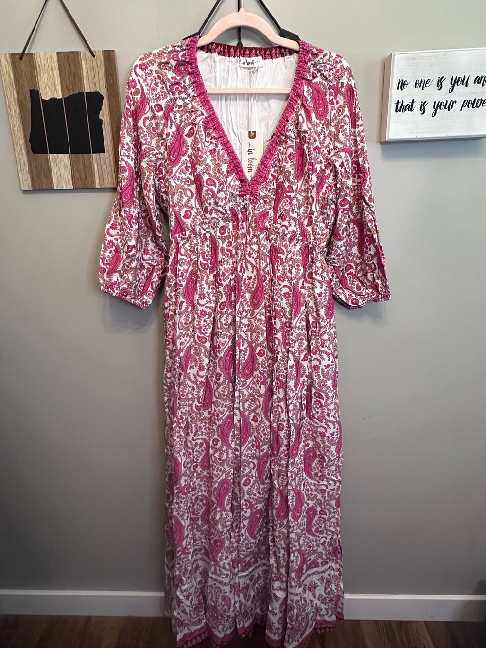 In Loom Pink Paisley V-Neck Maxi Dress